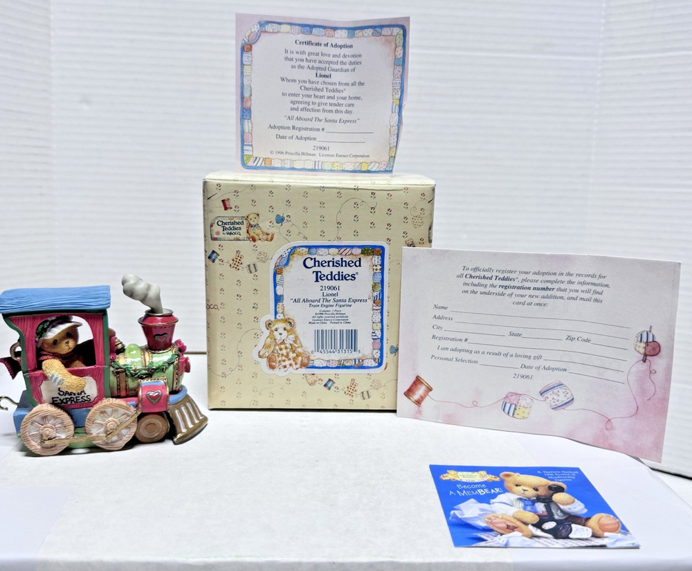 Cherished Teddies- 219061- Lionel All Aboard The Santa Express” (Vintage 1996)